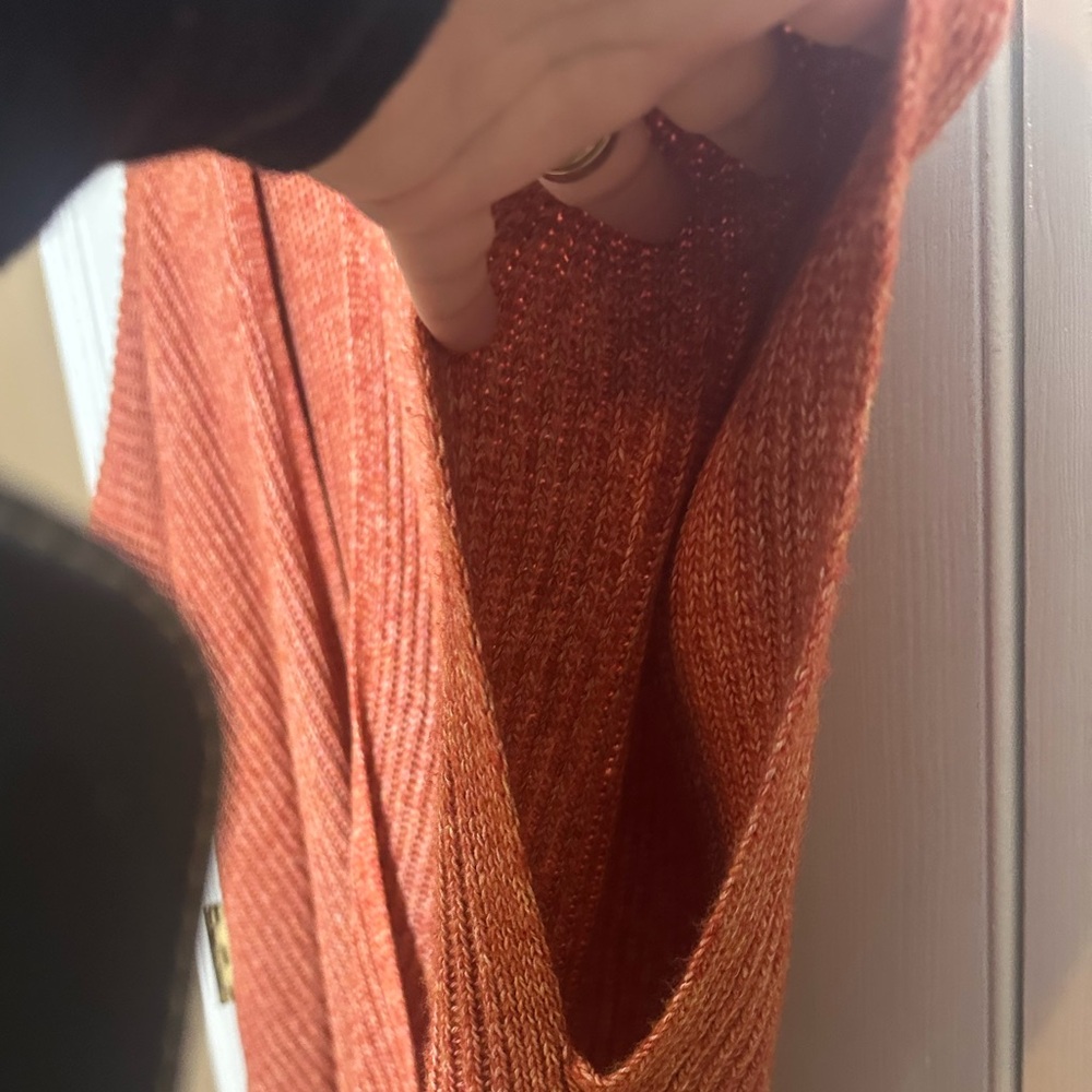 American Eagle Outfitters Orange/Rust Poncho with Fringe- One Size Fits All - Picture 6 of 10